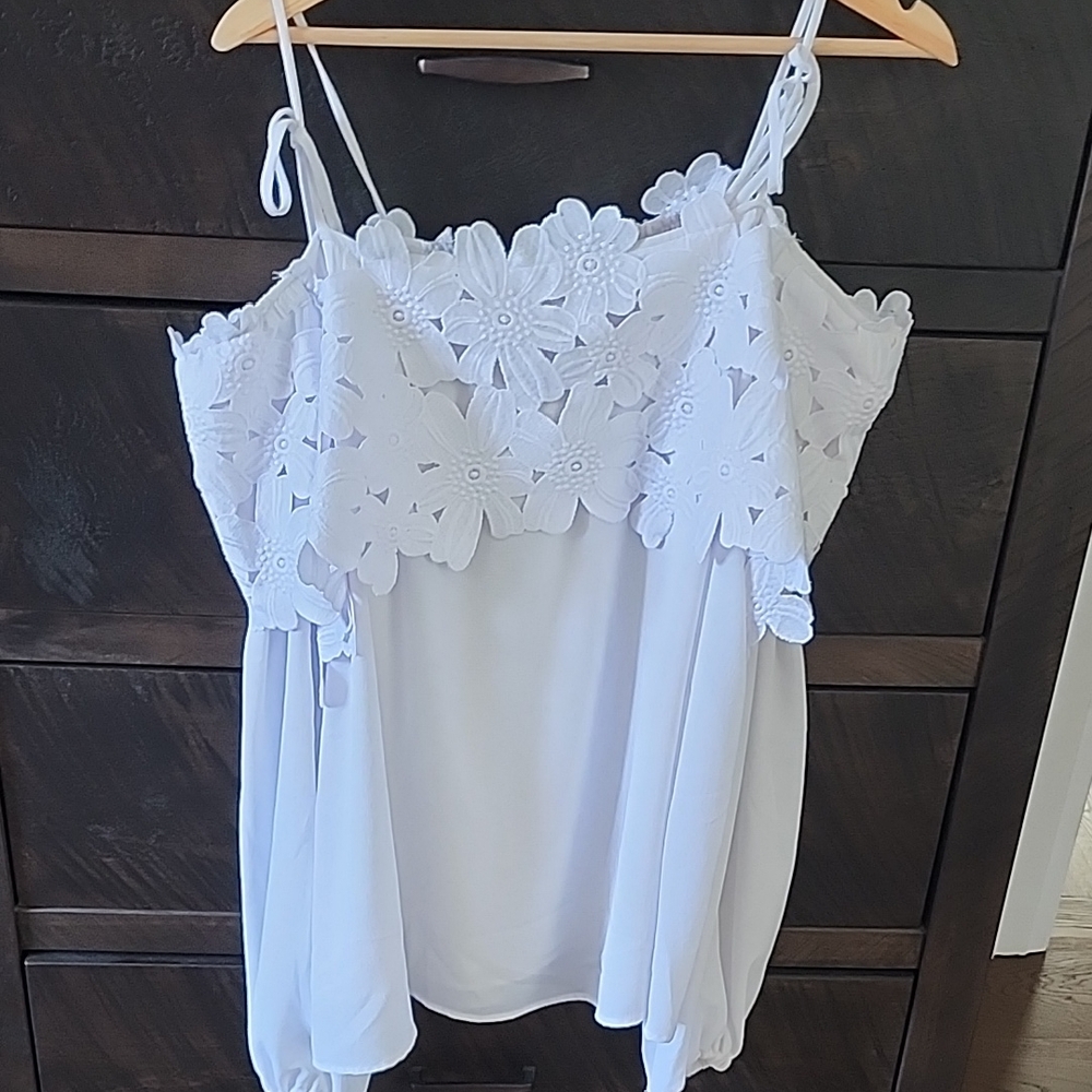 Michael Kors Elegant White Floral Eyelet, Women's Off The Shoulder Blouse